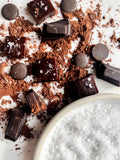 Dark Chocolate Salted Caramels with cocoa and dark chocolate, handmade by Seagull Sweets Co.