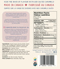 Back of the Salted Nutty Caramels bag with ingredients and nutrition facts