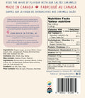 Back of the Salted Pretzel Caramels bag with ingredients and nutrition facts